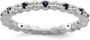 925 Sterling Silver Polished Prong set Stackable Expressions Created Sapphire and Diamond Ring USA Size 9 Jewelry for Women