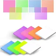 iKyce 400 Sheets Transparent Sticky Notes， 3 x 3 inch Clear Self-Sticky Annotation, Waterproof Translucent Color Memo Pad, See Through Office & School Supplies, 50 Sheets Per Pad, 8 Pads in Total