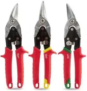 Milwaukee OFFSET AVIATION TIN SNIPS SET 3Pcs Serrated Blades, Flush Pivot Bolt