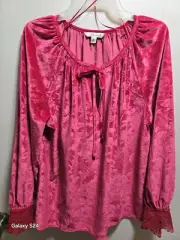 Pioneer Woman Pink Velvet Stamped Peasant Top Blouse New With Tags Size M