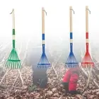 Leaf Rake with Wood Handle Heavy Duty Garden Rake for Shrub