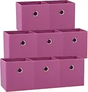 SORTI 27x28x27 CM Pink 8X Pack Foldable Folding Storage Cube Storage Box Bookcase Fabric Cube Toy Organiser Organizer