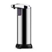 Stainless Steel Automatic Soap Dispenser, 250ml USB Rechargeable Touchless Soap Dispenser