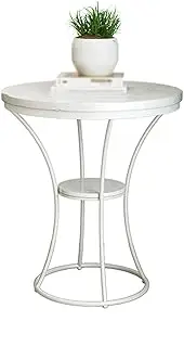 Exquisite C-S-Qing-Desk Marble Coffee Table, Large Area Metal Round Side Table Bedroom Cafe Balcony Leisure Reading Table Home Computer Desk(Size:52 * 52 * 60CM,Color:A)