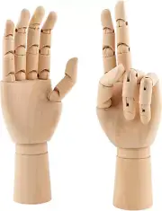 , 2 Pack 7 Inch Wooden Mannequin Right Left Flexible Wood Hand Model Drawing Fig