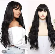 womena long wavy wig with heat resistant synthetic wig