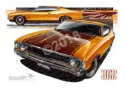 FORD XA COUPE SUPERBIRD ORANGE A3 FRAMED PRINT (FT109)