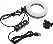HOMSFOU 4 Inch Ring Light for Video Lighting Clip-Computer/Tablet Soft Uniform 3-Setting Dimmable for Remote Work