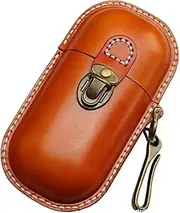 [Generic] Cowhide Leather Glasses Case Sun Glasses Box With Hook Eyewear Accessories Eye Glass Storage Hard Case