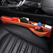 Leather Car Seat Crevice Storage Bag Seat Gap Filler Pocket Organizer Caddy Catcher Box 29821 BROWN (LEFT)