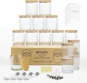 15 Pack Glass Candle Jars with Bamboo Lids - 10 Oz Bulk Containers for Candle Ma