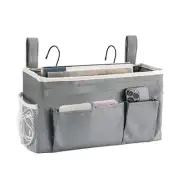 Bedside Caddy with 5 Pocket, Bedside Storage Organizer for College, Dorm Grey