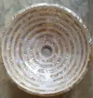 Round Marble Bathroom Sink Golden and White MOP OVerlay Work Counter Top Vessel