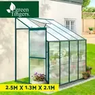 Green Fingers Greenhouse Lean-to Aluminium Green House Garden Shed 2.5x1.3x2.1M