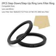 2PCS Step-Down/Step-Up Ring 69-58/62/67/72/77mm UV/ND/CPL GND Lens Filter Ring