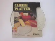 VTG GLASSWARE BY JEANNETTE 11" Round Crystal Cheese Platter w/ Feet CHARCUTERIE