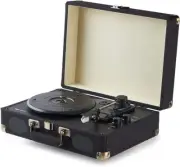 Turntable Record Player with Built in Speakers and Bluetooth Suitcase Black New