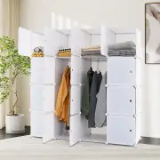 Costway16-Cube Storage Organizer Portable Wardrobe Closet Modular Cabinet-White