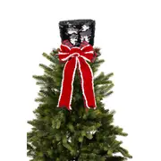 Black Shimmer Top Hat Tree Topper 45cm