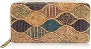 Cork Vegan Purse boshiho Women's Purse Large Capacity Smartphone Clutch Zip Long Purse with Card Holder Coin Pocket Vegan Gift, G, 19 * 9.5 * 2 cm, Casual