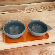 IKEA OMSESIDIG ÖMSESIDIG Tray with 2 Bowls, Orange & Gray (Chips & Dip)