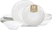[Stone Lain] Linea 12-Piece Dinnerware Set Stoneware, White