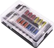 Beedove 12 Way Blade Fuse Box, Upgraded 12V Fuse Holder Standard Circuit Blade Fuse Block with LED Indicator, Waterproof Cover with Negative Bus Marine Fuse Panel for Car Boat Truck RV