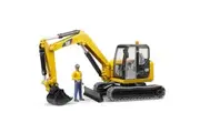 Bruder 1:16 CAT Caterpillar Excavator Digger Tractor w Worker Builder Kids Toy