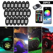20Pods LED RGB Rock Lights Offroad Music Wireless Bluetooth Underglow Neon Light