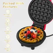 Mini Waffle Maker Iron with Non-Stick Coating Plates