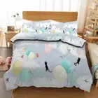 Cat Hangs Balloon 3D Printing Duvet Quilt Doona Covers Pillow Case Bedding Sets