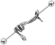 [MOBUTOFU] Snake-shaped Stud Earring Gothic Tragus Barbell Easy Open Close Ear Bone Piercing Punk Style for Party