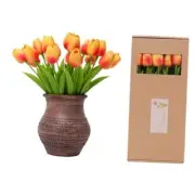 Artificial Flowers - 20 Tulips Realistic Touch Spring Summer Fake Orange