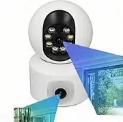 XUMIUZIY Dual Lens Security Camera, 1080P HD WiFi Cameras for Home Security, 360° PTZ & Motion Detection, for Indoor & Outdoor, Baby & Pet