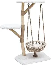 Cattitude Cat Scratch Playground Macrame Dreaming - Cat Tower, Indoor Cats, Cats House, Scratcher, White&Beige, 120cm Height