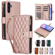 Zipper Leather Wallet Magnetic Purse Case For Samsung S24+S23FE S25 S21 S10 S9+