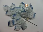 WHITE WITH BLUE TIPS SATIN LEAF CLUSTER - VINTAGE