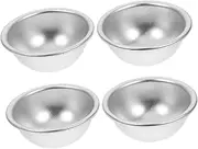 TEHAUX 4pcs Aluminum Bath Molds Soap Molds Making Novelty Lids Tins Pan Air Pudding Molds Cupcake Large Cake Tin Baking Tray Homemade Soap Mold Fondant Tin Muffin Fryer Loaf Silver
