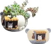 Cartoon Cute Succulent Plant Pot for Office Balcony Decor, Tree Resin Flower Pot for Micro Landscape Gardening, Multipurpose Pen Holder