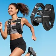Weighted Vest with Two Adjustment Straps for Men Women, 8lbs/12lbs/16lbs/20lbs Weight Vest with Reflective Stripes for Workout, Strength Training, Running, Fitness, Muscle Building, Weight Loss