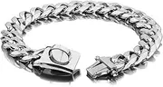 Strong Metal Dog Chain Collars Stainless Steel Pet Training Choke Collar for Large Dogs Pitbull Bulldog Silver Gold Show Collar(Silver-19mm Wide,10inch(25cm))