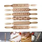 Christmas Wooden Rolling Pins DIY Kitchen Tool Tapered for Fondant Pie Crust