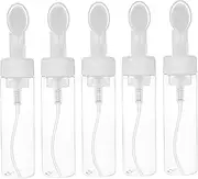 ABOOFAN 5pcs Transparent Pet Foam Soap Dispenser Face Wash Foamer with Brush Head for Travel Leak Design Bottles for Home and Professional Use