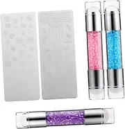 MERRYHAPY 3 Sets Double Head Nail Art Stamping Kit DIY Manicure Stamper Scraper for Beginners Salon Use Safe Durable Nail Art Tools