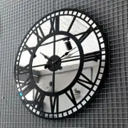 3D Real Mirrored Wall Clock Modern Silent Luxury Silver Wall Decoration