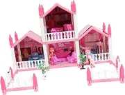 Yardwe DIY Castle Model Dollhouse Kits to Build Sturdy Material Develop Motor Skills Engaging Plaything for Includes Lights and Rooms