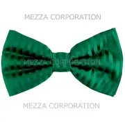 New formal men's polyester pre tied Bow tie wedding party stripes emerald green