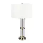 Echo Brushed Nickel Table Lamp with On/Off Switch Clear Glass Body Metal Base