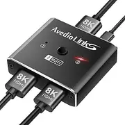 avedio links 8K HDMI 2.1 Switch Splitter 4K@120Hz 8K@60Hz, Bi-Directional Switcher 2 in 1 Out, Aluminum HDMI Splitter 1 in 2 Out Ultra HD 4K@144Hz Compatible with PS5 Xbox Fire Stick (Black)