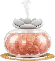 Aromatherapy Essential Oil Diffuser: YeeQue Salt Lamp Diffuser for Home Bedroom Office Pink Himalayan Crystal Cute Lotus Auto Shut-off 7 Colors Night Light